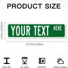 A green rectangular sign with the text YOUR TEXT HERE, shown next to various product features like gauge steel and waterproof