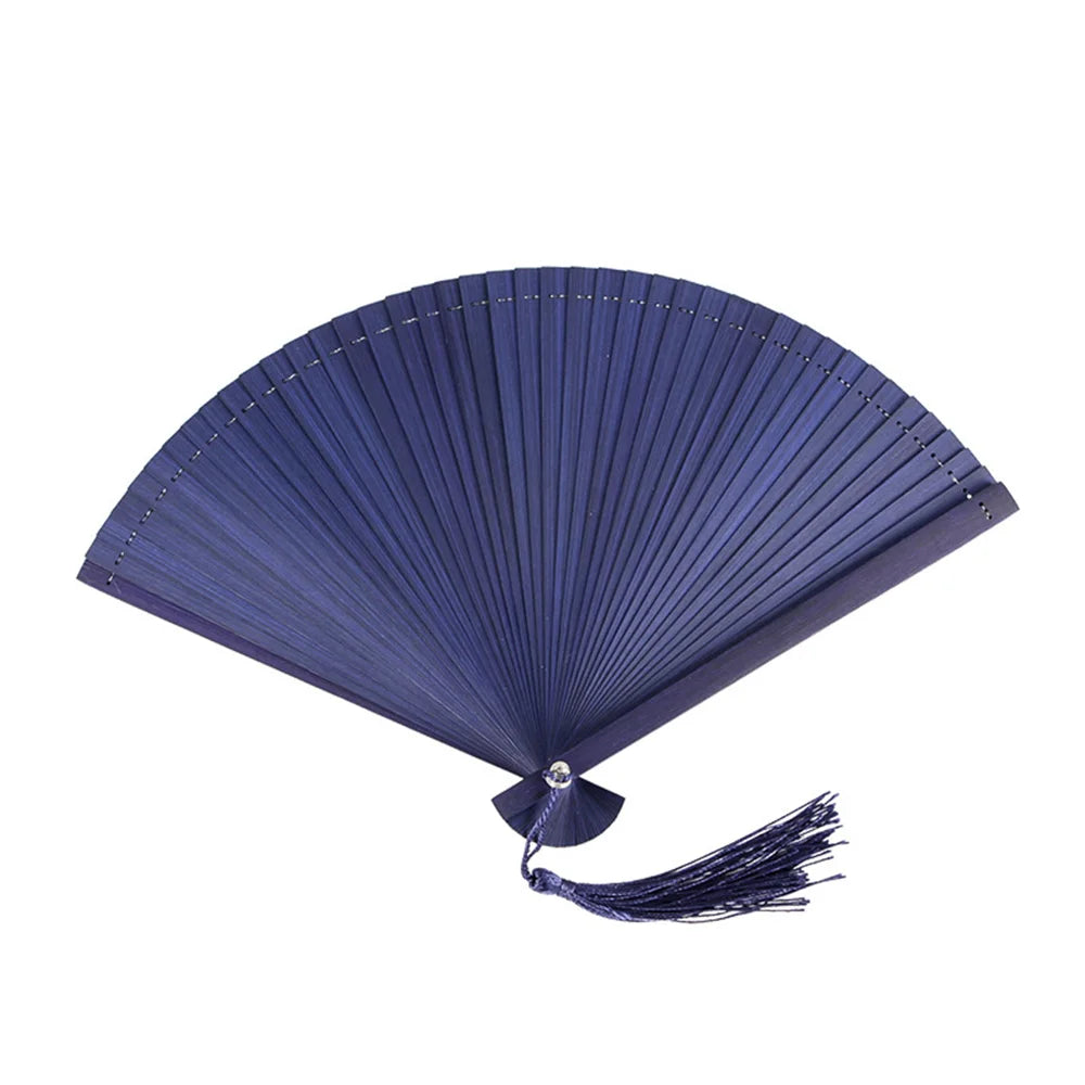 Traditional Bamboo Folding Fan with Solid Color Design