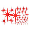 Red acrylic star mirror wall stickers arranged in a decorative pattern.