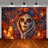 Day of the Dead Skeleton Carnival Backdrop for Halloween Party Decorations
