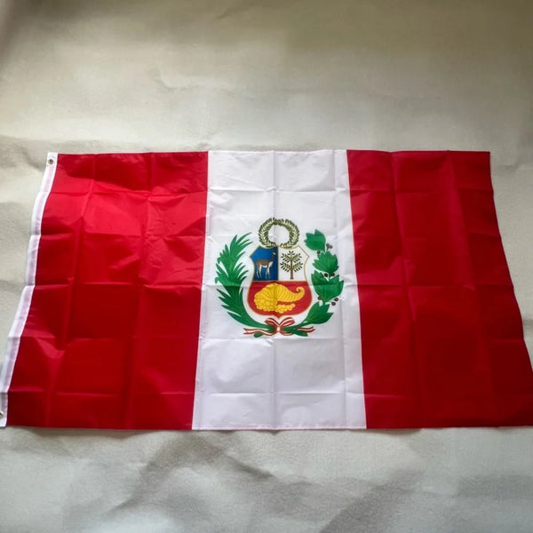 A red and white Peruvian flag banner displayed flat.