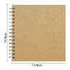A blank, light brown kraft paper notebook with a spiral binding and dimensions of 17.78cm by 17.78cm.