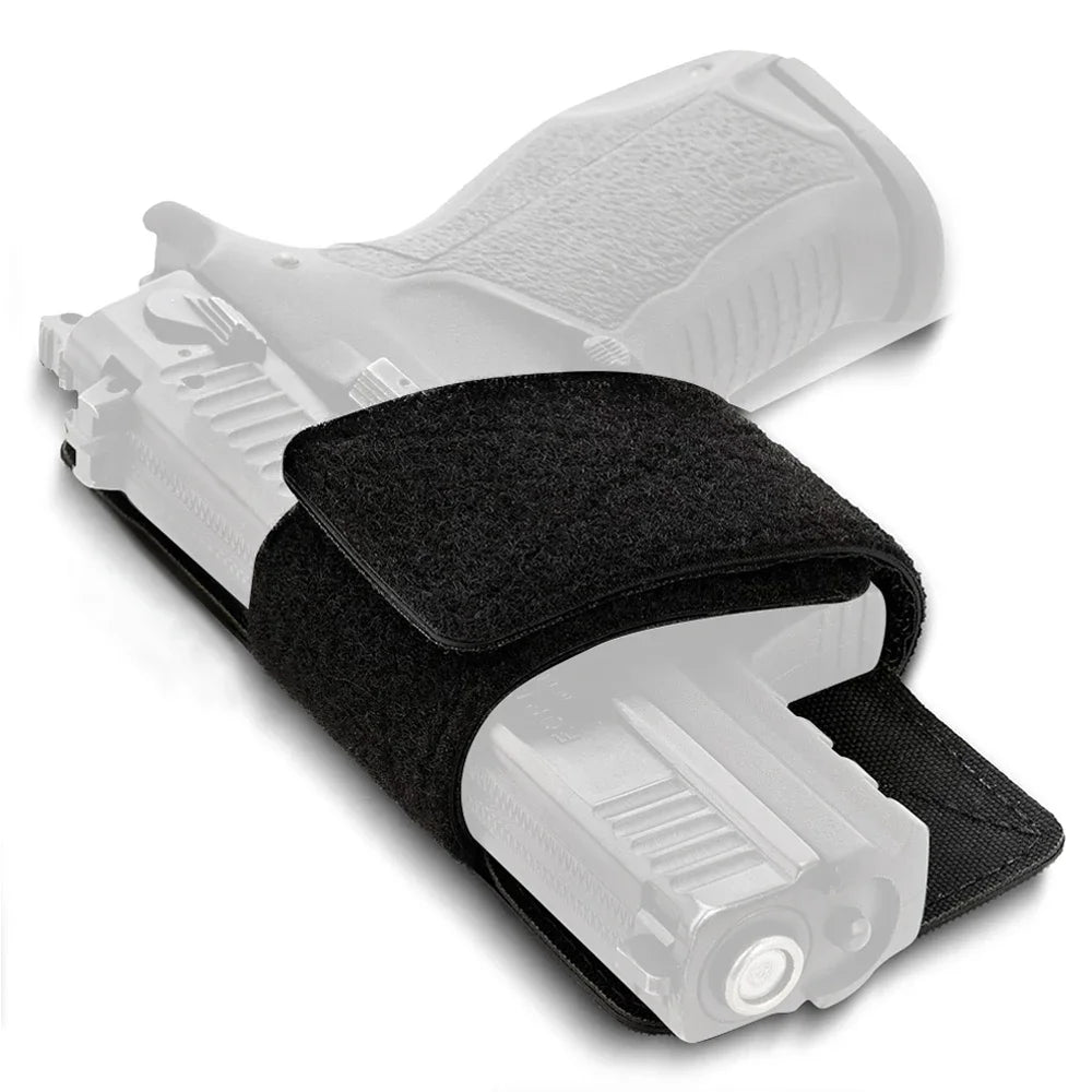 A white universal concealed carry holster with a black sleeve is shown.