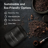 A dark background features a black candle jar, loose bark, essential oils, and a wooden pipe, promoting sustainable and eco-f