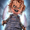 A detailed illustration of the Chucky horror doll character with facial scars and a knife, suitable for a diamond painting ki