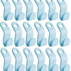 A set of light blue space-saving cascading hanger connector hooks for wardrobe organization.