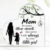 A clear acrylic heart-shaped plaque featuring a silhouette of a mother, a tree branch with leaves, and text about being a lit