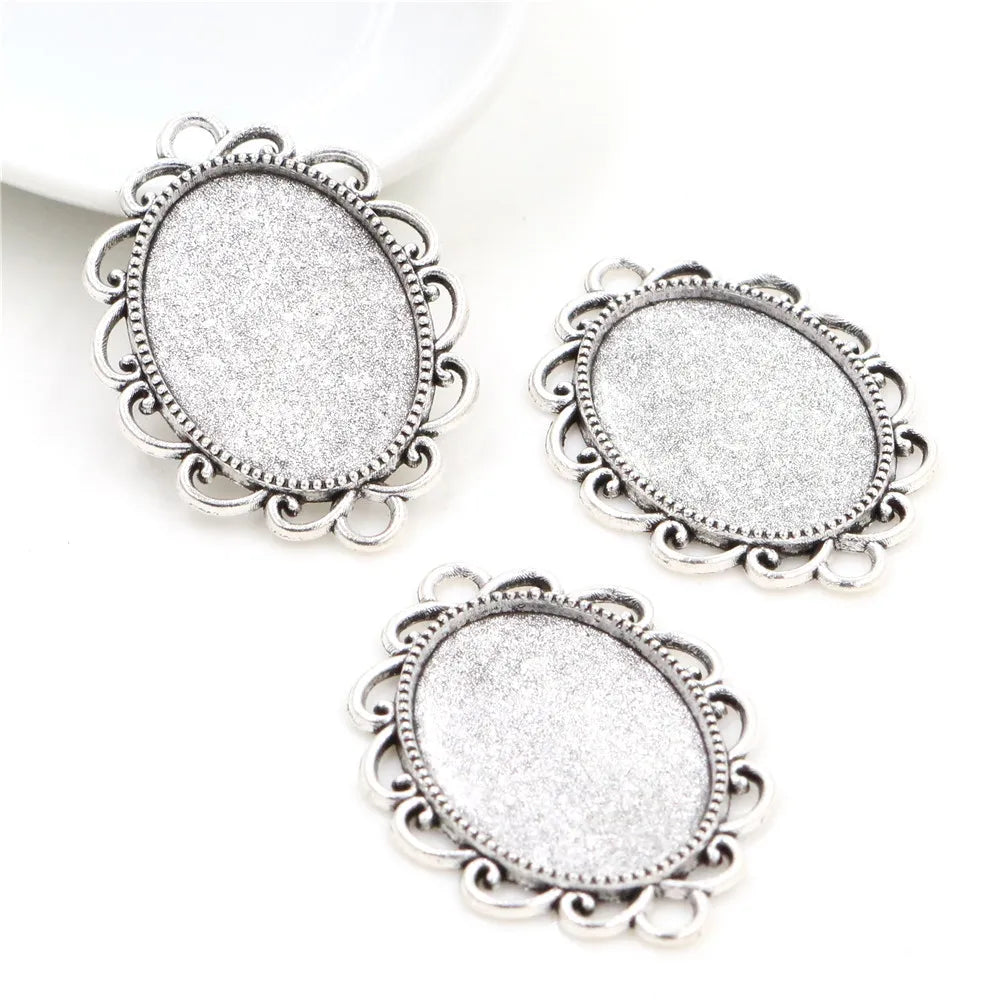 Vintage Style Cameo Pendant Bases with Ornate Gold or Silver Finish