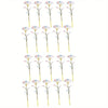A vertical arrangement of realistic white artificial roses in various stages of bloom.
