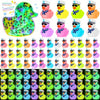 A collection of glow-in-the-dark resin cruise duck decorations in various colors and styles.