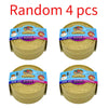 Four yellow squishy toys shaped like dumplings with various colored buns and faces.