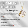 Silver pendant necklace with an engraved message on a rectangular plaque
