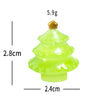 A small, bright lime green resin Christmas tree charm with a gold topper.