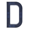 A dark blue, oval-shaped solar LED house number sign with automatic dusk-to-dawn lighting.