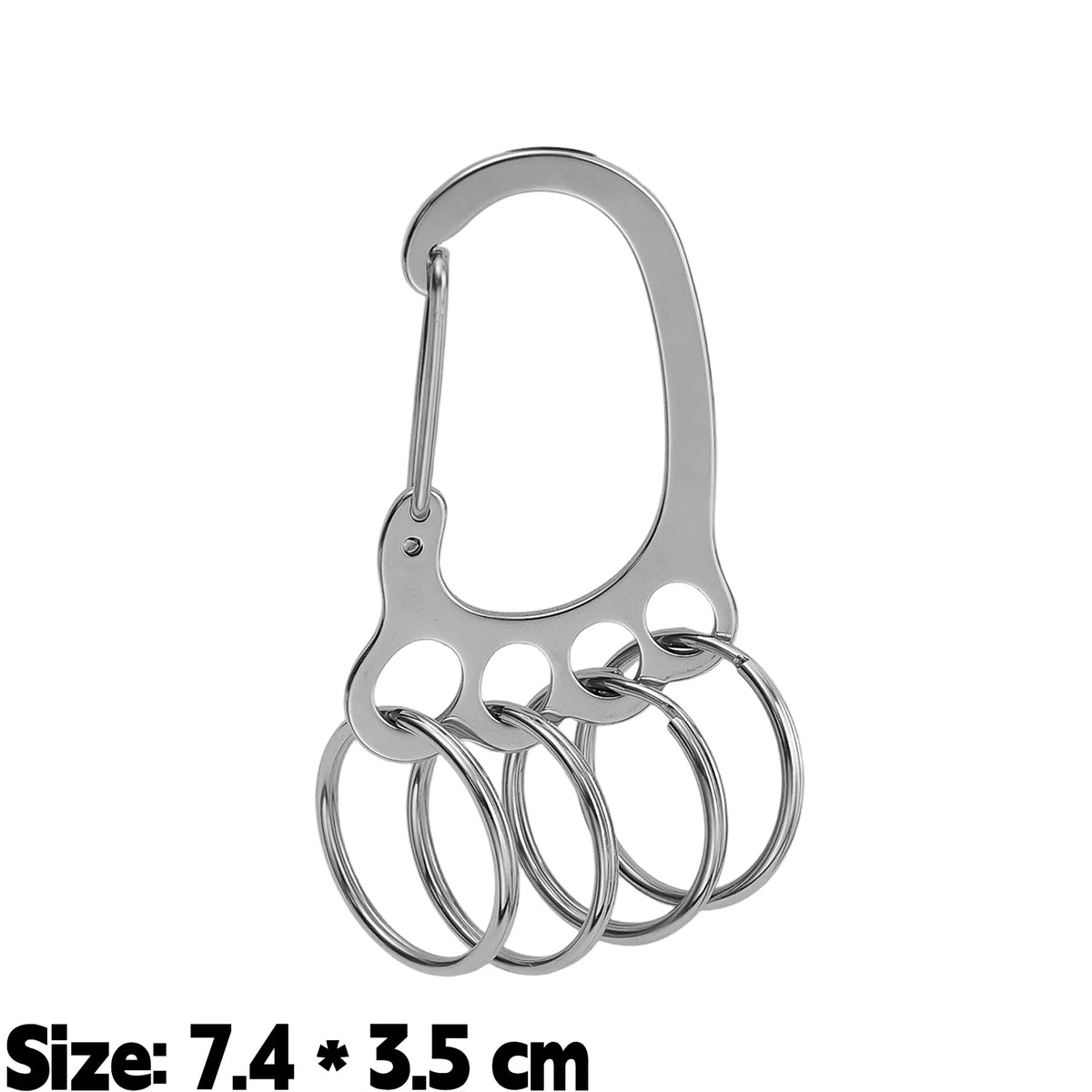 Stainless steel keychain with a hook and multiple interlocking loops