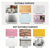 A display showing suitable and unsuitable surfaces for self-adhesive 3D acrylic mirror wall stickers.