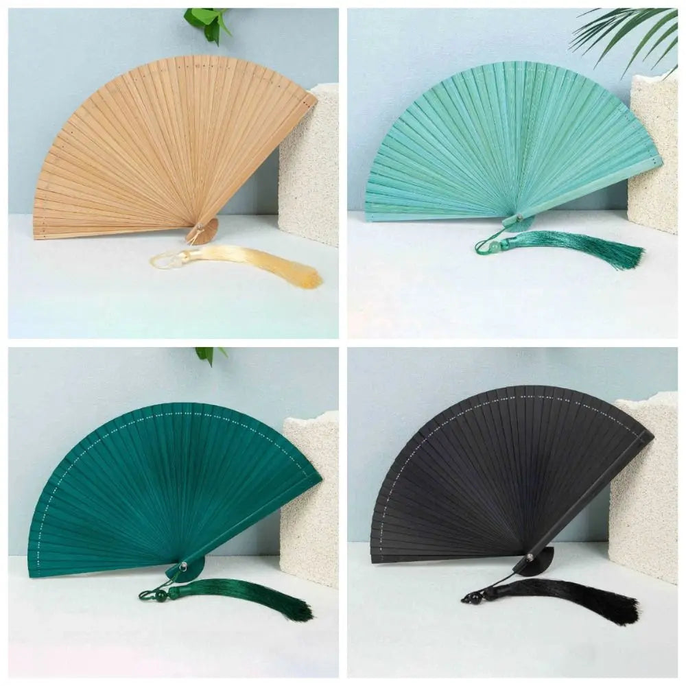 Classic Bamboo Folding Fan with Tassel