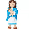 A plush doll depicting Jesus and the Virgin Mary wearing blue and white robes.
