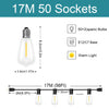 A string of 17M 50 sockets LED lights with E12/C7 bases and warm light bulbs.