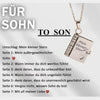 A silver openable book pendant necklace with an engraved message for a son