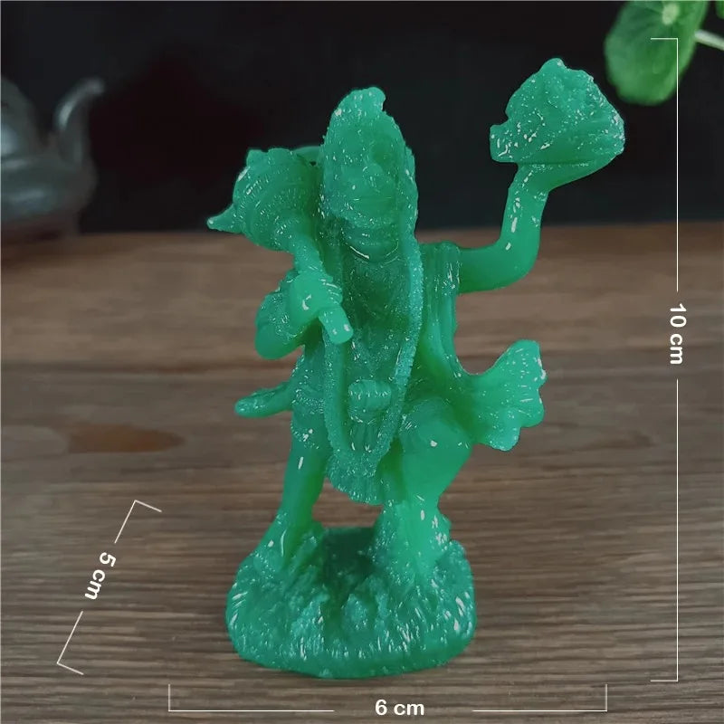 Jade Green Hanuman Statue – Resin Hindu Monkey God Figurine for Home Decor