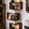 Corner Floating Wooden Wall Shelves for Home Decor