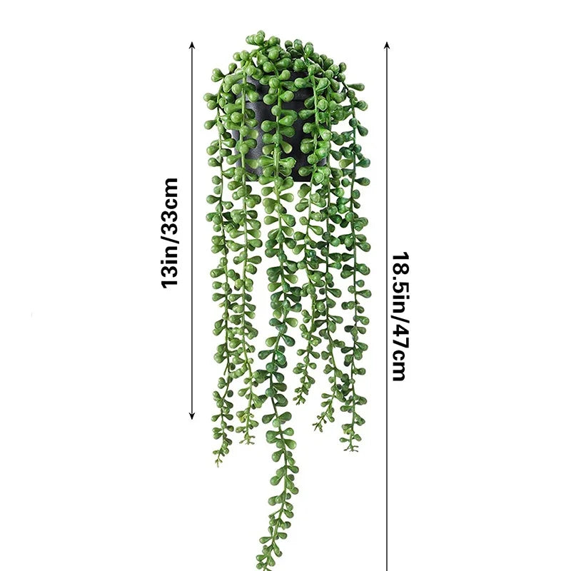 A long, cascading artificial ivy vine garland with green leaves, measuring 13 inches high.
