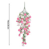 A hanging silk morning glory vine with pink and white flowers used for home decor.