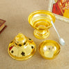 A set of gold-plated Orthodox censer components including a large bowl, a smaller bowl, and a lid.