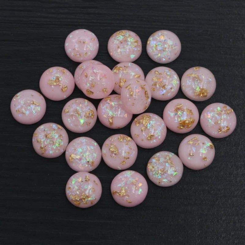 Mixed Color Resin Cabochons with Metal Foil Backing for Jewelry Making