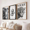 Frameless Leopard & Black-White Gallery Canvas Poster Set (3-Piece)