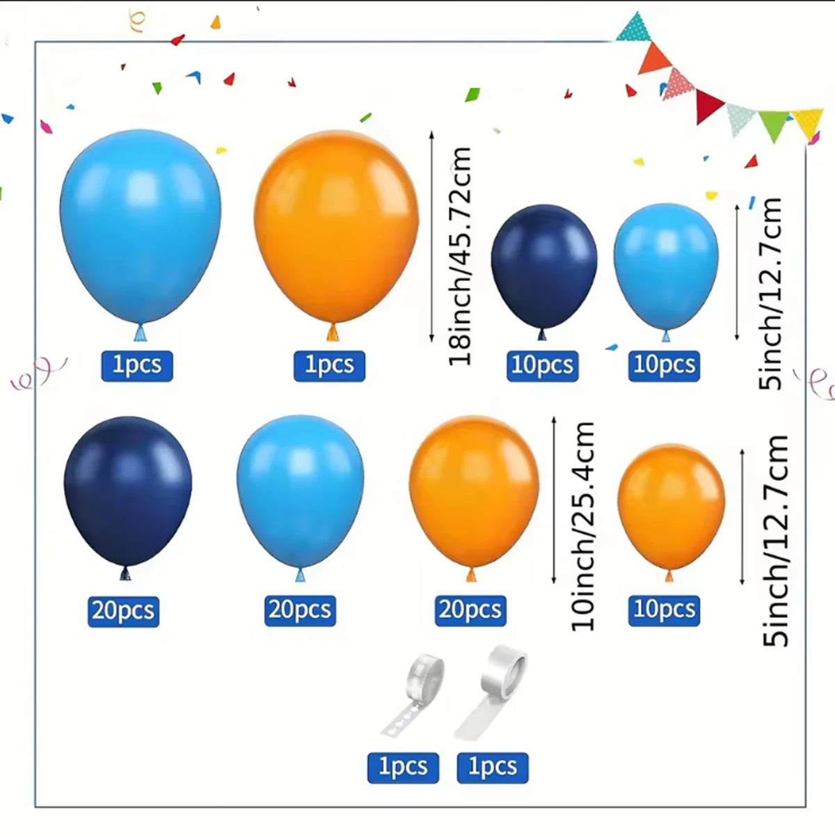 Navy Blue & Orange Balloon Arch Kit (94 Pieces)