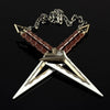 A full-size replica katana prop featuring a silver blade, brown leather wrapping, and a metal chain hilt.