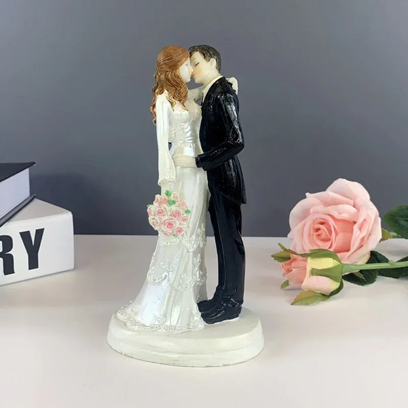 Resin Bride and Groom Cake Topper Figurine Set