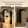 A display showing a decorative bookshelf setup with a witch's lantern light and a bare shelf for inspiration.