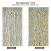 Comparison of a single layer and double layer gold laser wavy foil fringe curtain decor