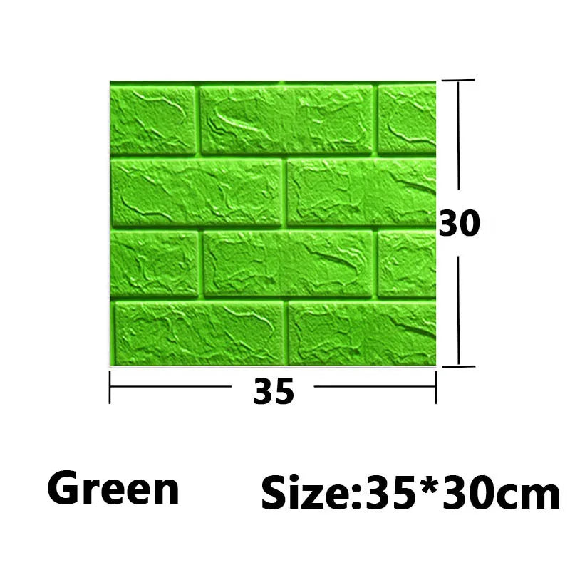 Green self-adhesive 3D foam wall panels measuring 35 by 30 centimeters