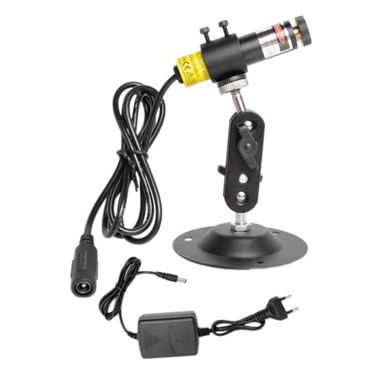 A Halloween laser projector with a black adjustable mount and power cord.