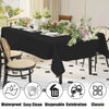 Elegant black disposable plastic tablecloth used for weddings and parties.