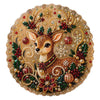 A detailed diamond painting featuring a deer adorned with festive greenery and sparkling ornaments.