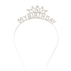 A sparkling diamond birthday tiara crown headband for women and girls.