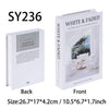 A white and faded book titled White & Faded shown in front and back views with size specifications.