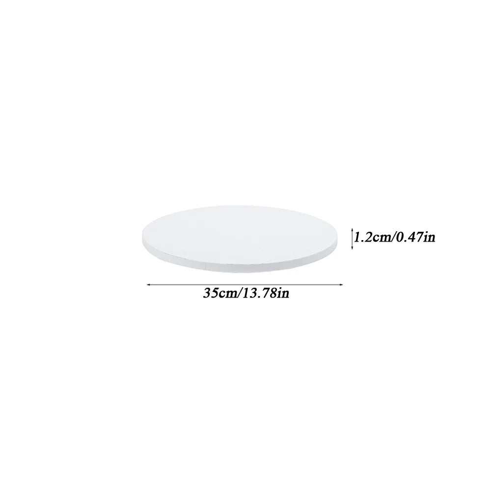 A round white corrugated cake board with a diameter of 35cm or 13.78in.