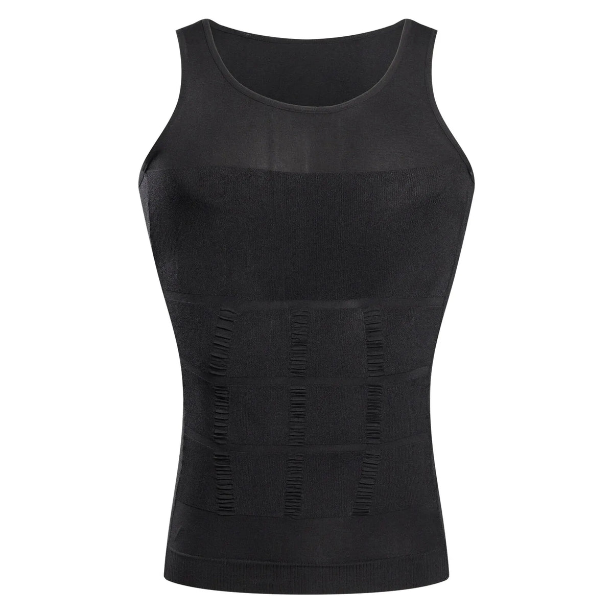 Black men's seamless compression tank top for waist and core shaping
