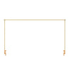 A horizontal gold-colored balloon arch stand with clamps for parties and events.