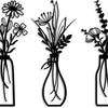 Set of three rustic metal silhouette flower arrangements in glass vases