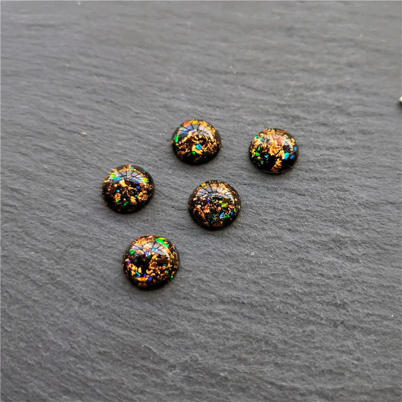 Round Resin Cabochons with Gold Foil for Jewelry Making