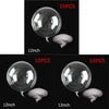 A set of 10 clear bubble balloons, each with a white, fluffy interior, shown in two different angles.