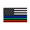A flag design featuring the American flag stars and stripes combined with horizontal blue and red lines.