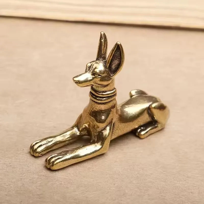 Handmade Egyptian Pharaoh dog statue in gold color